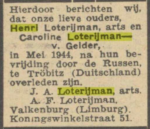 Alg. Handelsblad 23-1-1946 Loterijman arts.jpg