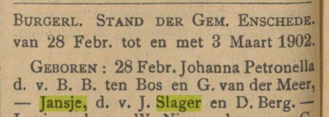 bericht van geboorte Jansje Slager Tubantia 6-3-1902.jpg