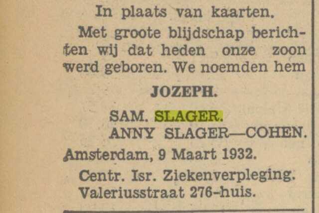 10-3-1932 Enschedese courant geb. Joseph Slager.jpg