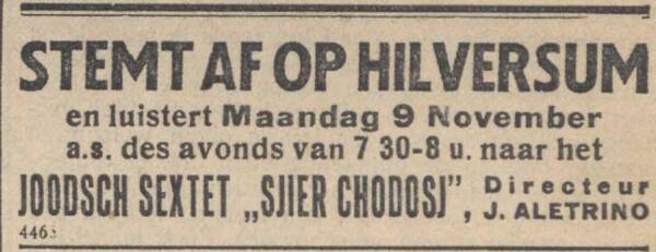 NIW advertentie voor sextet Sjier Chosh olv Aletrino.JPG