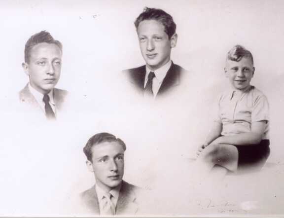 de 4 zonen van Elkan Frank en Marianna Frank-Cats: Alexander (21jr), Maurits (20jr), Jonas (18jr), Eduard (10jr)