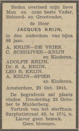 33c Jacques krijn overlijden 1941.JPG
