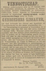 36 Salomon Lissauer en broer richten vennootschap op Alg. handelsblad 02-02-1896.JPG