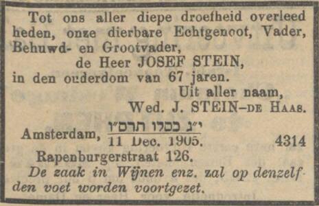 Overlijden Josef Stein NIW 15-12-1905.JPG