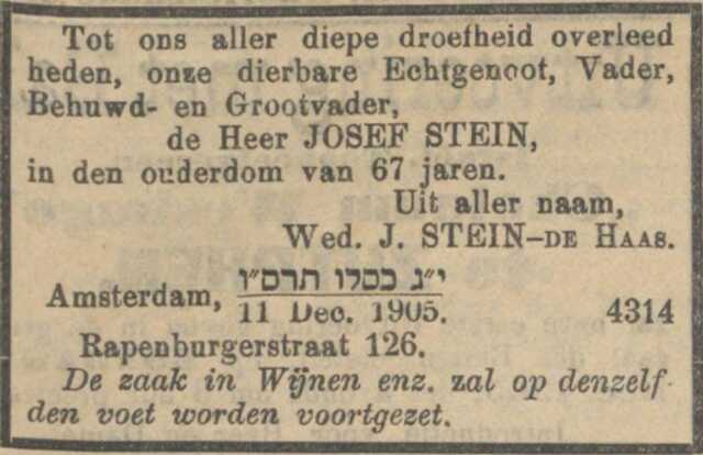 Overlijden Josef Stein NIW 15-12-1905.JPG
