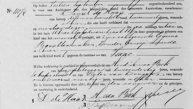 Geboorteakte Isaac de Haan