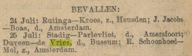 Maasbode 27-7-1922 Doetje bevallen.jpg