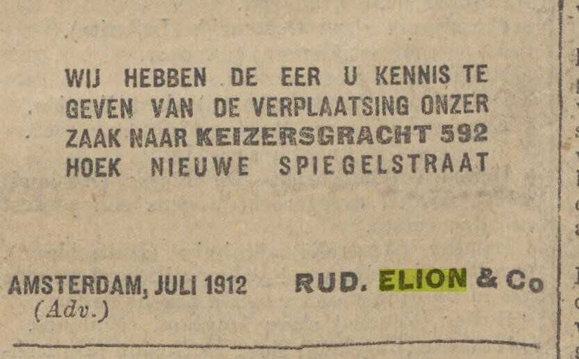 verhuizing Elion & Co naar Keizersgracht 592 juli 1912.jpg