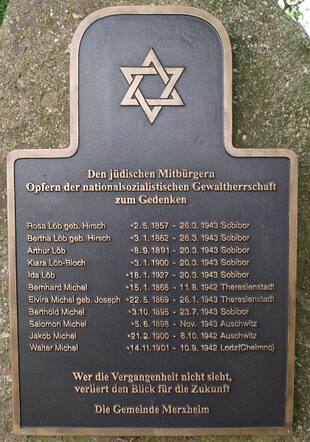 memorial stone at the Jewish cemetery, Merxheim, Germany 