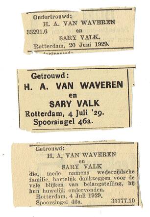 Huwelijksaankondiging van Sary Valk  en H.A. van Waveren.png