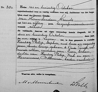 Overlijdensakte Sophia Hartog Philip 1942