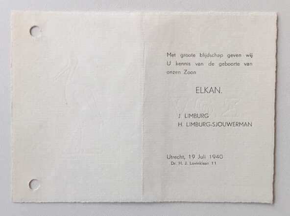 Geboortekaartje Elkan