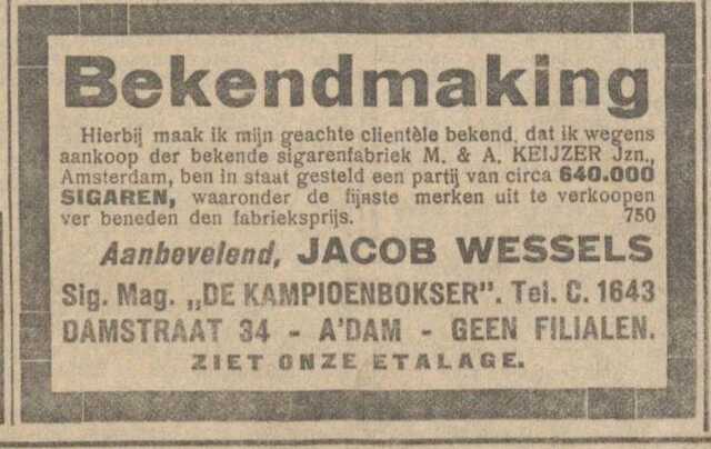 Jacob Wessels hield van opvallende advertenties 