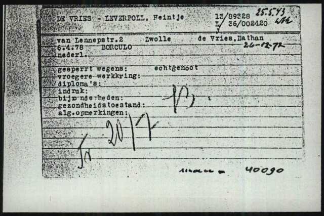 JR Kaart Heintje de Vries-Leverpoll