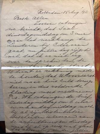 Brief van Elsje Gosschalk geschreven over de oproep van Salomon Hartog Polak