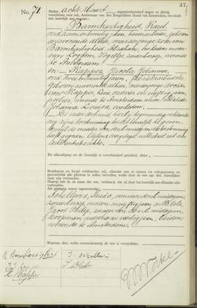 Knipsel uit trouwregister Amsterdam Karel Barmhartigheid met Jacoba Johanna.JPG