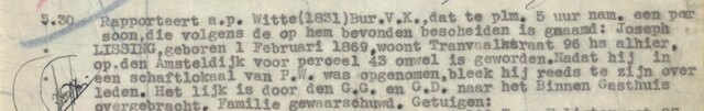 Politierapport Joseph Lissing