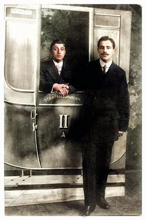 Samson Kroonenberg (rechts) en ... (links, onbekend), jonge jaren