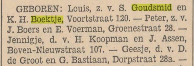 Geboortebericht Louis Goudsmid in Zwolsche Courant, 25 sept 1934.png