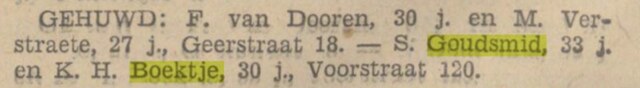 Huwelijksbericht Klara in Zwolsche Courant, 20 sept 1932.png