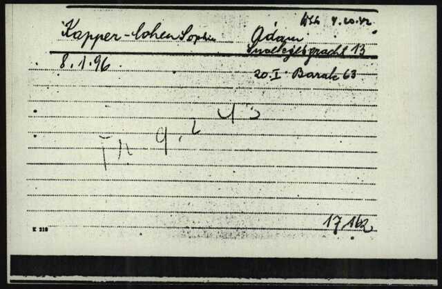 Kaart Joodse raad Sophia Kapper - Cohen verwijzing naar Westerbork barak 63.jpg