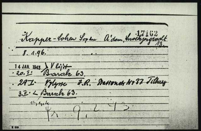 Kaart Joodse raad Sophia Kapper - Cohen verwijzing naar Westerbork barak 63 002.jpg