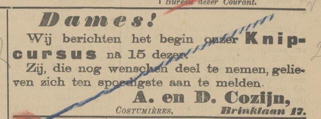Cozijn, Annaatje, 1907.12.11, Knip Cursus start bijna.jpg