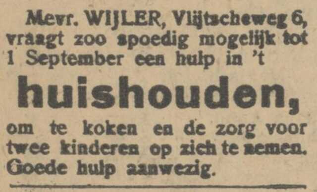 Wijler, Jacob S., 1922.07.13, Hulp in huishouding gezocht.jpg