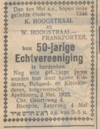 Hoogstraal, weduwe W., 1935, 50 jarig jubileum (NIW).jpg