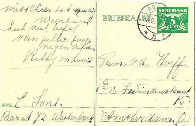 Briefkaart van Kitty en Louis uit Westerbork-2