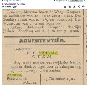 Huwelijksdatum 25 december 1910