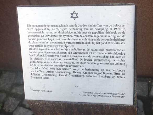 Monumentje in Grevenbicht ter herinnering aan de Joodse slachtoffers in dit dorp. 