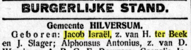 1-4-1927 geb. bericht Jacob Israel ter Beek.jpg