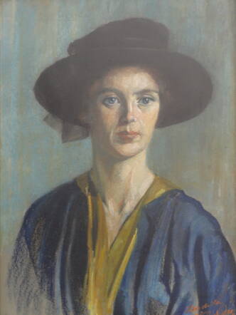 Portret van Jo Simons-van Hamersveld door Hendrika van Gelder - 1913 pastelkrijt 