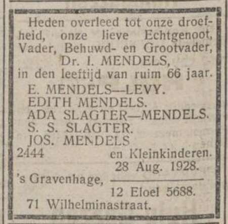 ER Mendels, Nieuw Israelietisch Weekblad 31 aug 1928.jpg