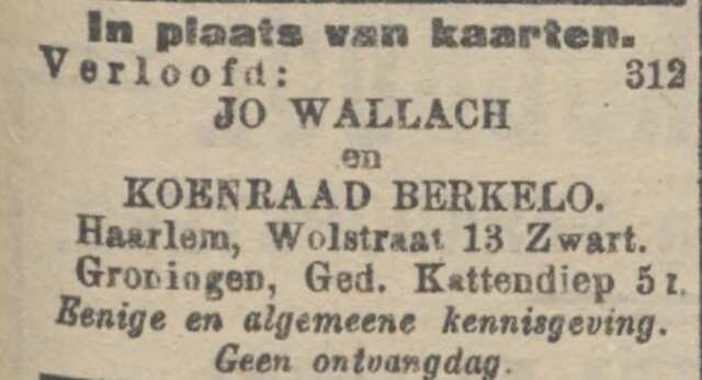 Aankondiging verloving.  Nieuw Israelietisch weekblad, 6 juni 1919.