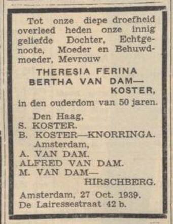 Dam-Koster, Alg Handelsblad 27 okt 1939.jpg