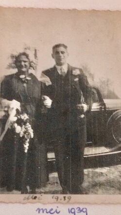 Bruiloft Hendrina Falkenburg met haar neef Izak Muller 1939, beiden WOII overleefd 