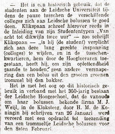 28 januari 1925 / Het Leidsch Dagblad kondigt de vorstelijke status van bakker Weijl aan.