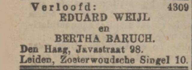 1919-11-14 Verloving Eduard Weijl en Bertha Baruch.png