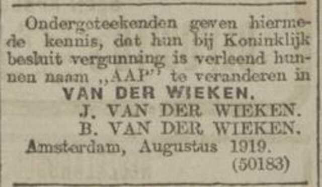 kennisgeving naamsverandering in Algemeen Handelsblad - augustus 1919.jpg