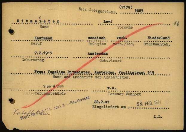Levie Ritmeester, 7-2-1917, krt 6 Buchenwald.jpg