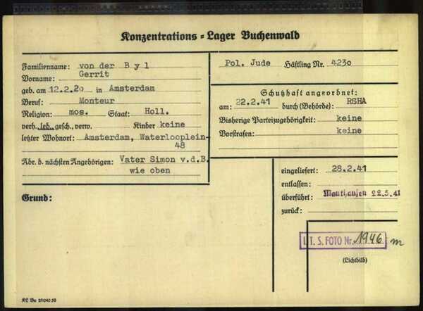 Gerrit v.d.Bijl, 12-2-1920, krt 7 Buchenwald.jpg