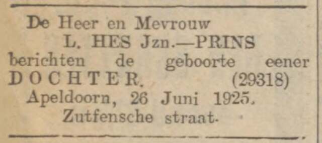 Hes, BL, 1925.06.27, Geboorte 2e dochter , Algemeen Handelsblad.jpg
