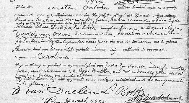 Geboorteakte Carolina van Oven 1899.jpg