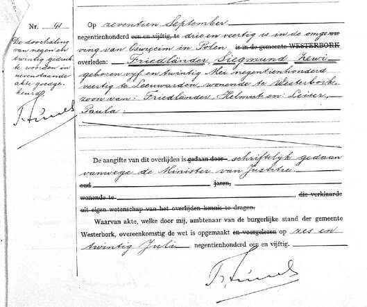 document overlijden Siegmund Zewi Friedländer