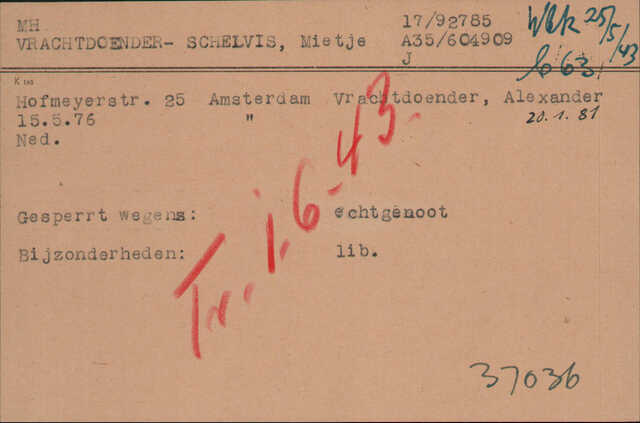 Archiefkaart Joodse Raad Mietje Vrachtdoender Schelvis 15-05-1876.jpg