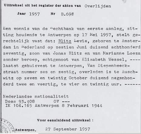 Levi Blitz overlijden Felixarchief 1957.JPG