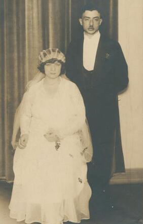 Trouwfoto van Aron Adolf Emmering en Franziska Blumenthal - 1930