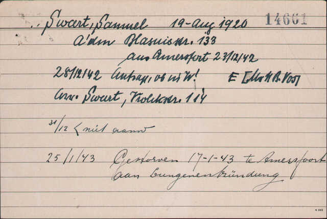 Samuel Swart Blasiusstr - Arolsen Arch - blijkbaar hebben ouders in dec 42 gevr of hij in Wbk was.jpg